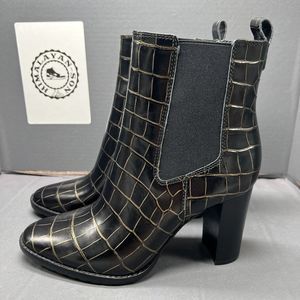 LAUREN Ralph Lauren Mylah Bootie Black/Modern Gold Women Size 8.5 NEW High Heels
